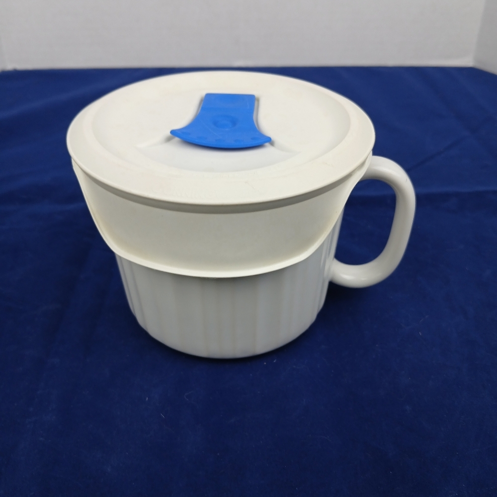 CorningWare Colours 20 oz Soup Bowl Mug French White w/Lid Stoneware - Picture 2 of 6